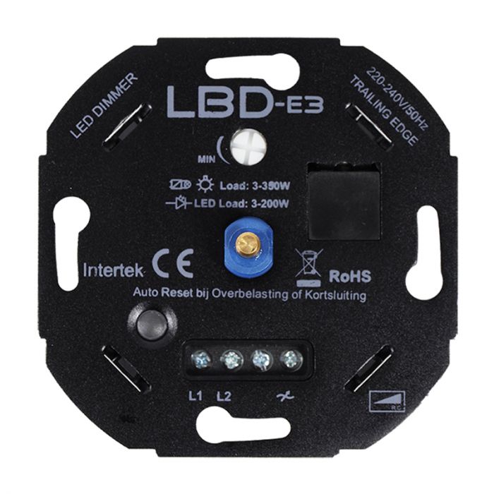 Hubert Hudson Misbruik spreker LED Dimmer LBDE3 3 - 200 Watt met elektronische zekering - met  hotelschakeling