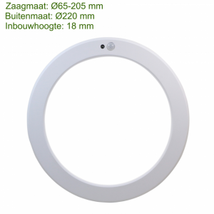 LED IN- EN OPBOUW DOWNLIGHT MET BEWEGINGS- EN LICHTSENSOR Ø220MM