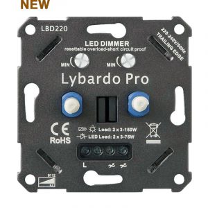 Lybardo ITEC 2 x 3-75W Pro LED Duo Dimmer - Fase Afsnijding - Universeel - Elektronische zekering 